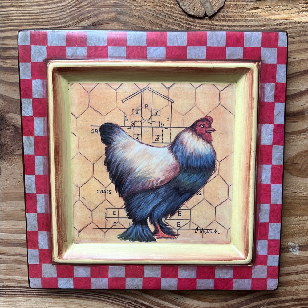 Rooster/Hen Farmhouse Plate